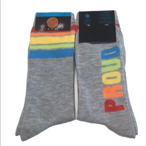 HYP Proud with Rainbow Stripes Crew Socks Gray